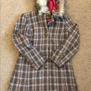 Juicy Couture Tweed Coat | Fur Lined Hood